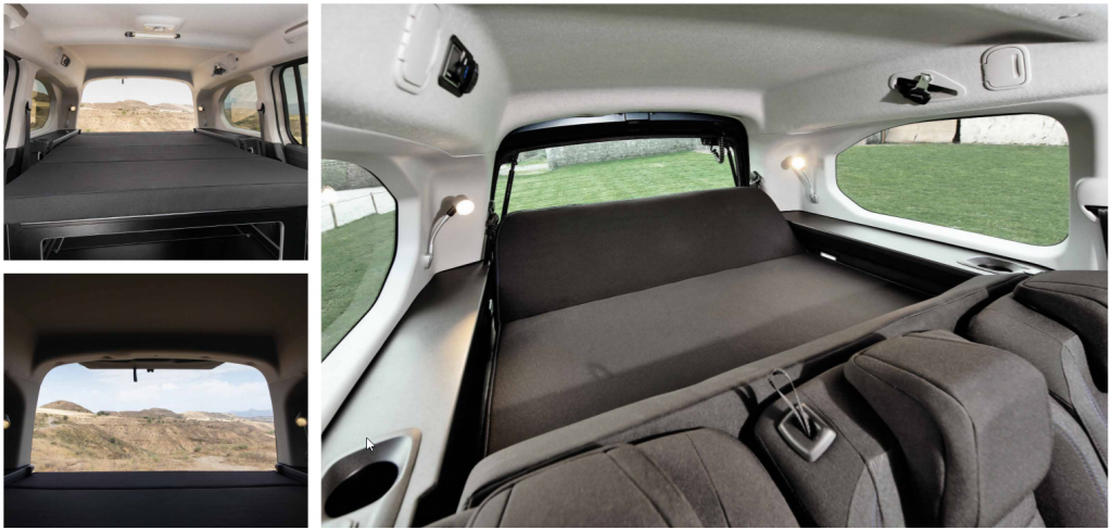 Cama grande de la furgoneta camper peugeot tinkervan rifter 2020