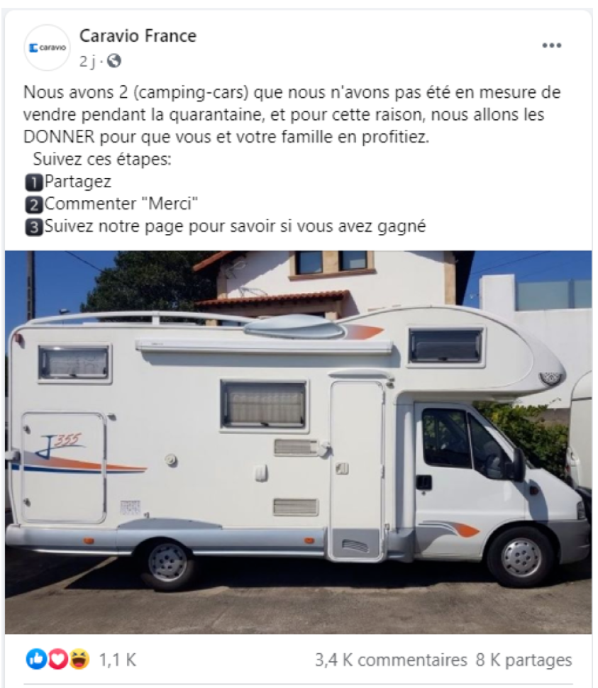 presunta estafa caravio en francia falso sorteo en facebook 