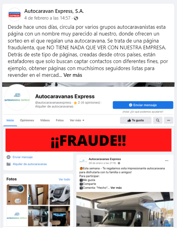 fraude sorteo autocaravana online