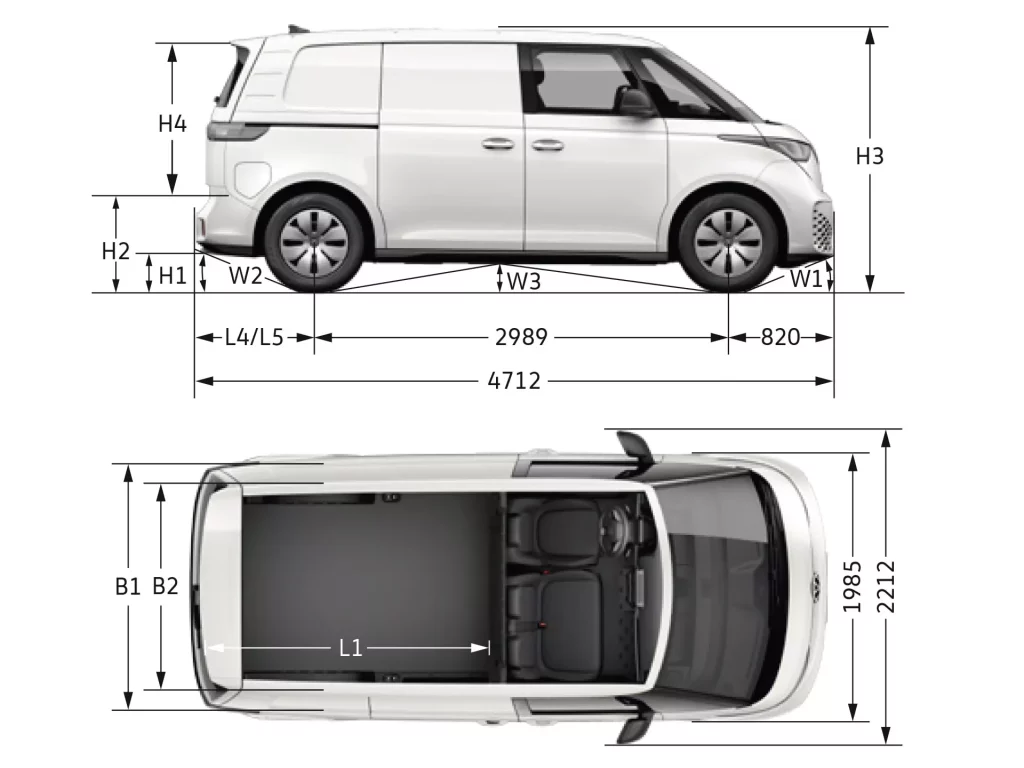 Dimensiones de la id buzz cargo la camioneta eléctrica de Volkswagen
