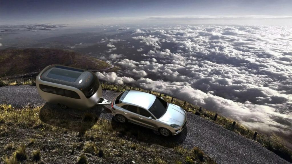 Airstream Studio FA Porsche Concept Travel Trailer desde arriba. Techo y aerodinámica
